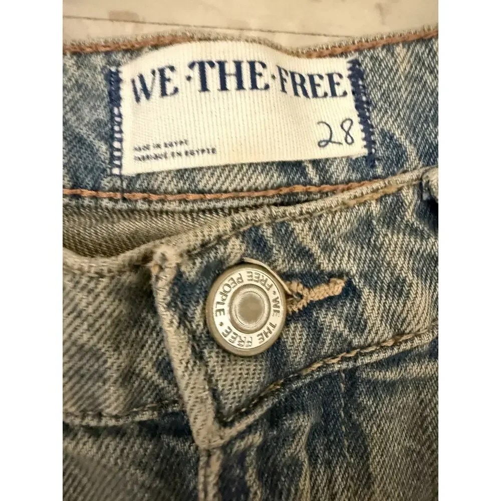 Free People We The Free Tinsley Baggy Jeans High Rise Wide Straight Leg Size 28